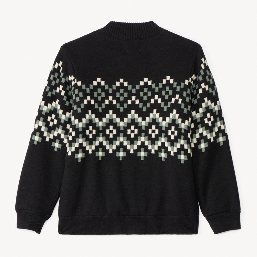 Gilet tricot doublé à motifs jacquard esprit Aztèque pour garçon  