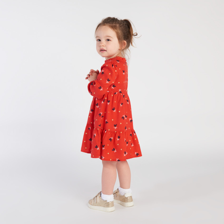 Robe manches longues imprimé cœurs fantaisie pour bébé fille   