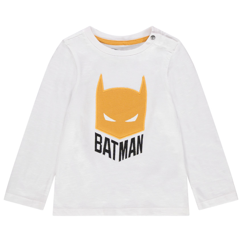 T-shirt manches longues en coton bio broderie Batman 
