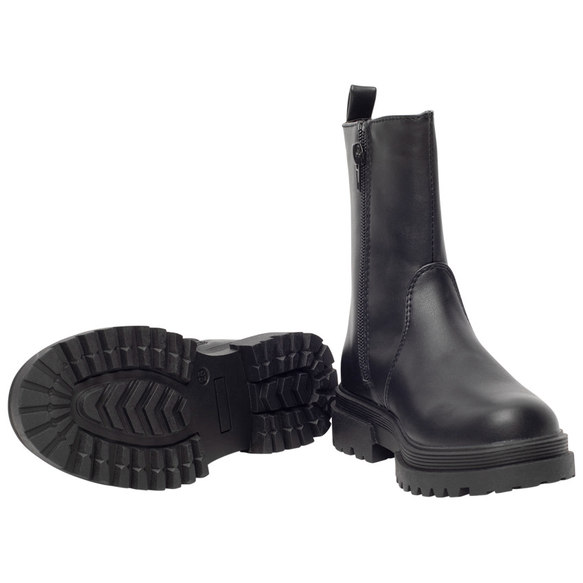 Bottines effet cuir avec semelles chunky pour fille 