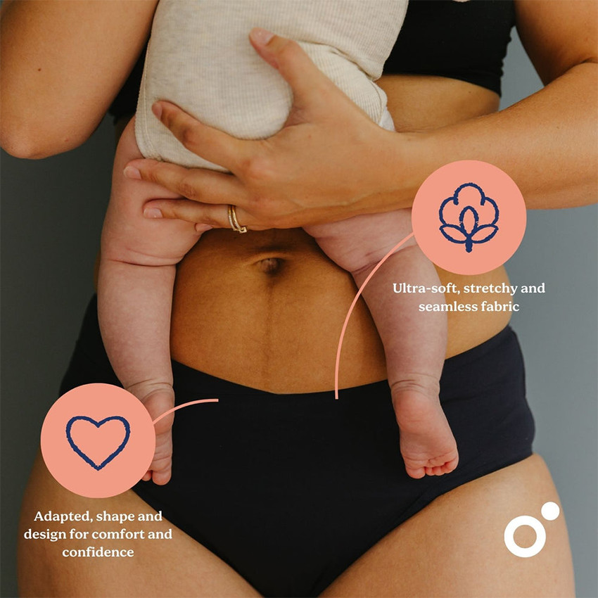 Culotte Flowly T2 Post-Partum et menstruelle L/XL/2XL Noir 