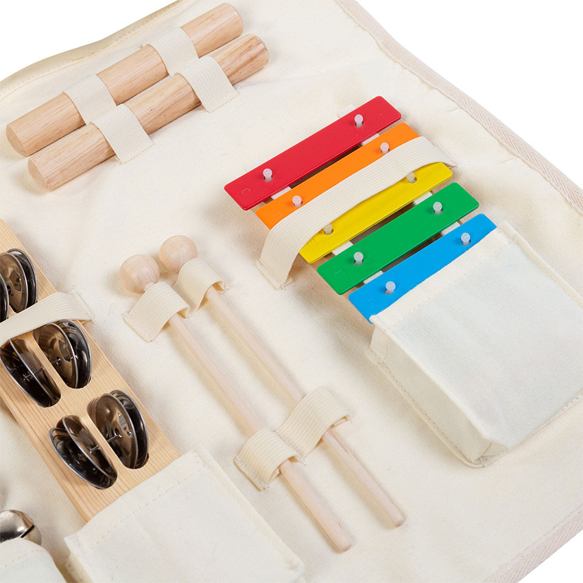 Set de 8 instruments de musique en bois avec organisateur 