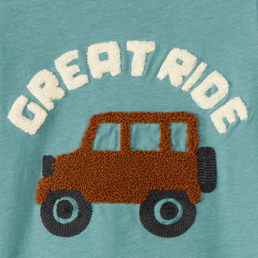 T-shirt manches longues à broderie effet bouclette pour bébé garçon 