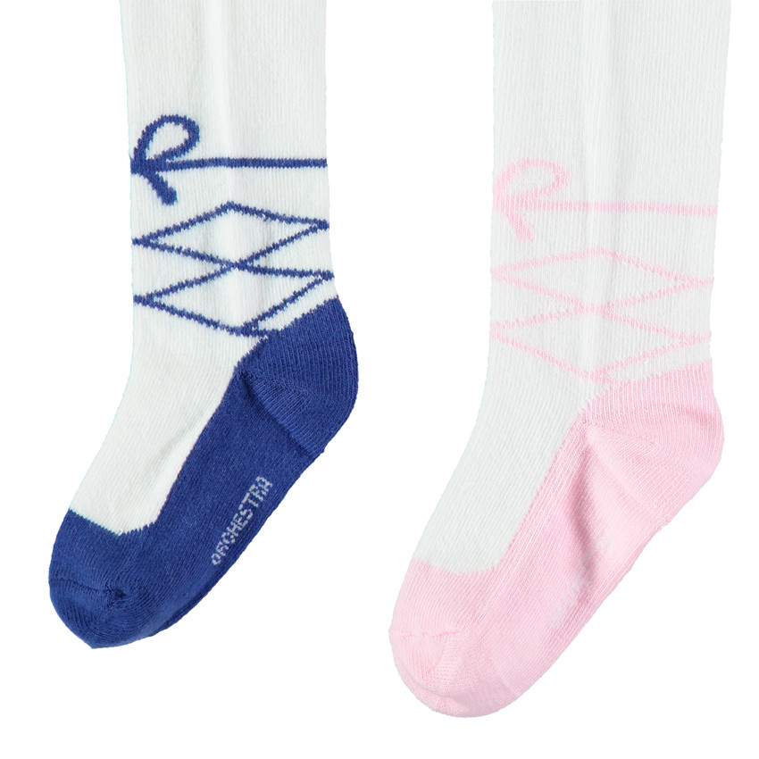 Lot de 2 collants en tricot motif ballerine en jacquard 