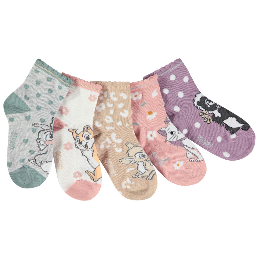 Lot de 5 paires de chaussettes fantaisie Disney pour fille 