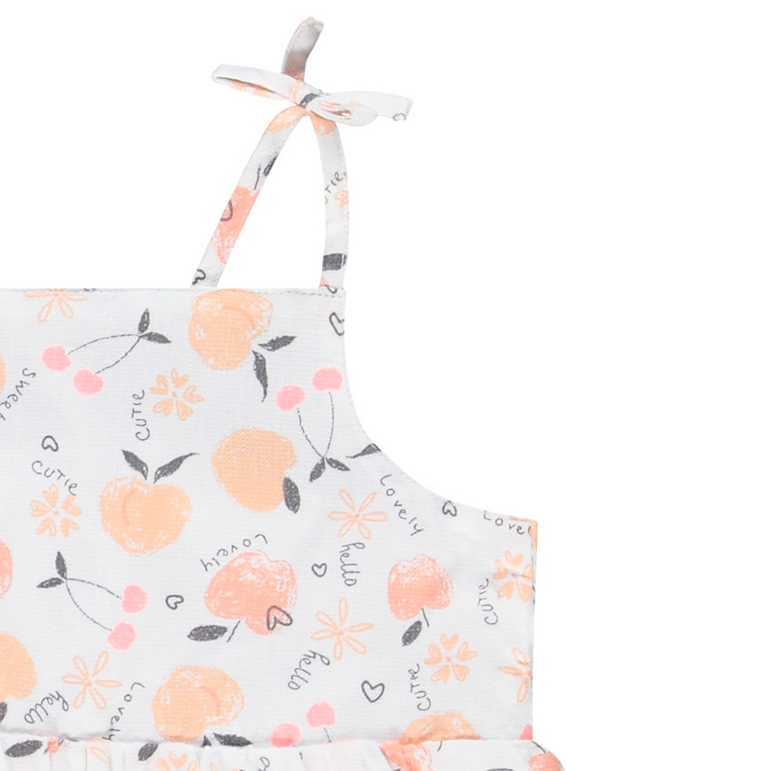 Robe volantée à bretelles imprimé pêches pour bébé fille 