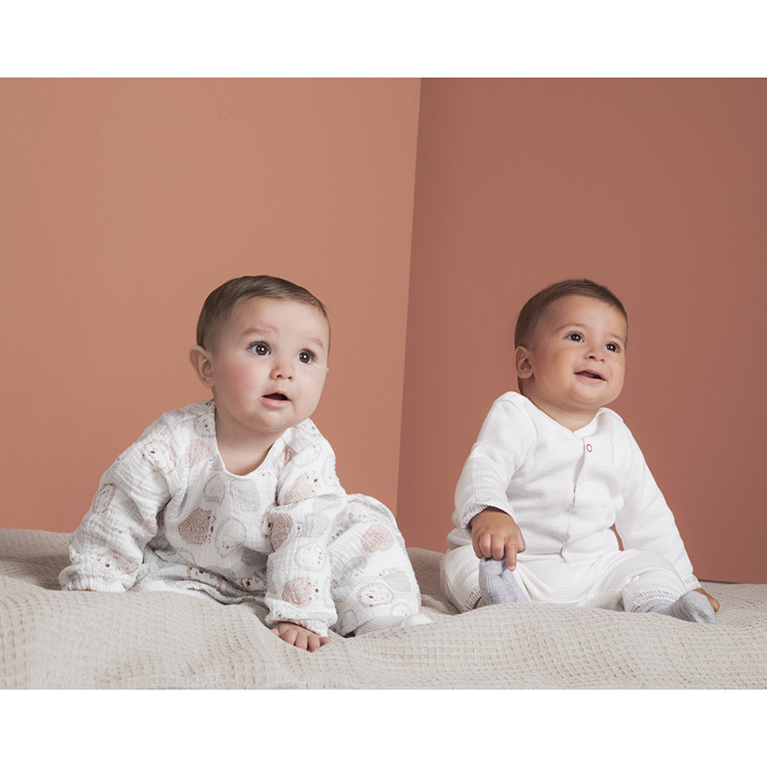 Ensemble pantalon et gilet pressionné en coton fantaisie 