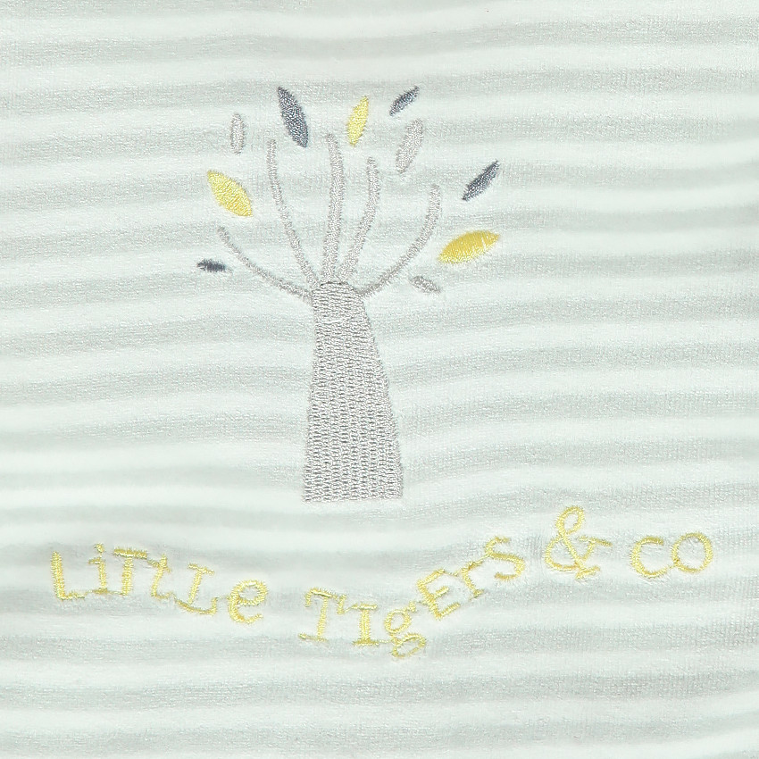 Dors-bien en velours rayé avec broderies 