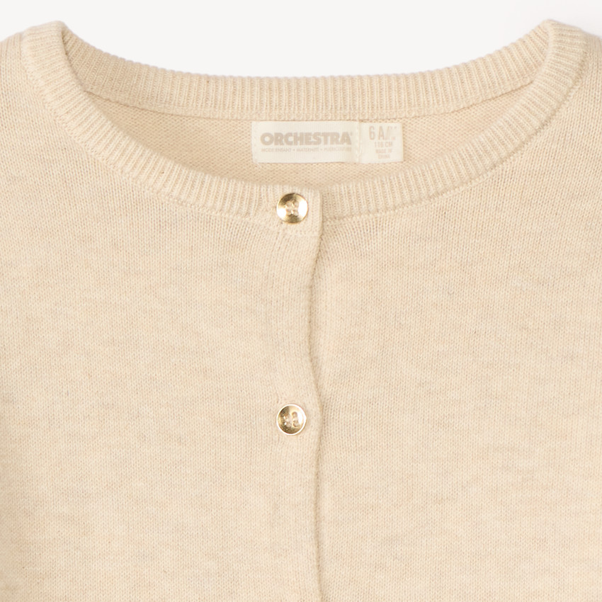 Gilet tricot uni fantaisie pour fille 