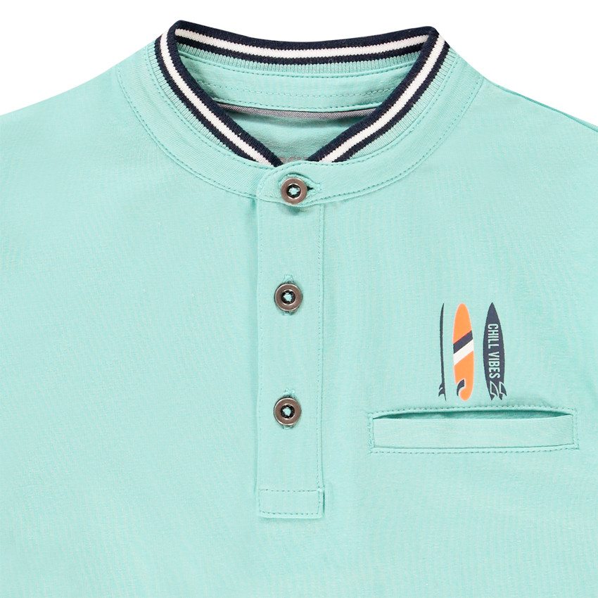 Polo manches courtes col mao print surfs pour garçon 
