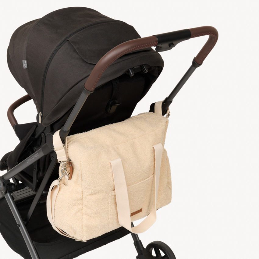Sac à langer en bouclette avec bandoulière réglable 