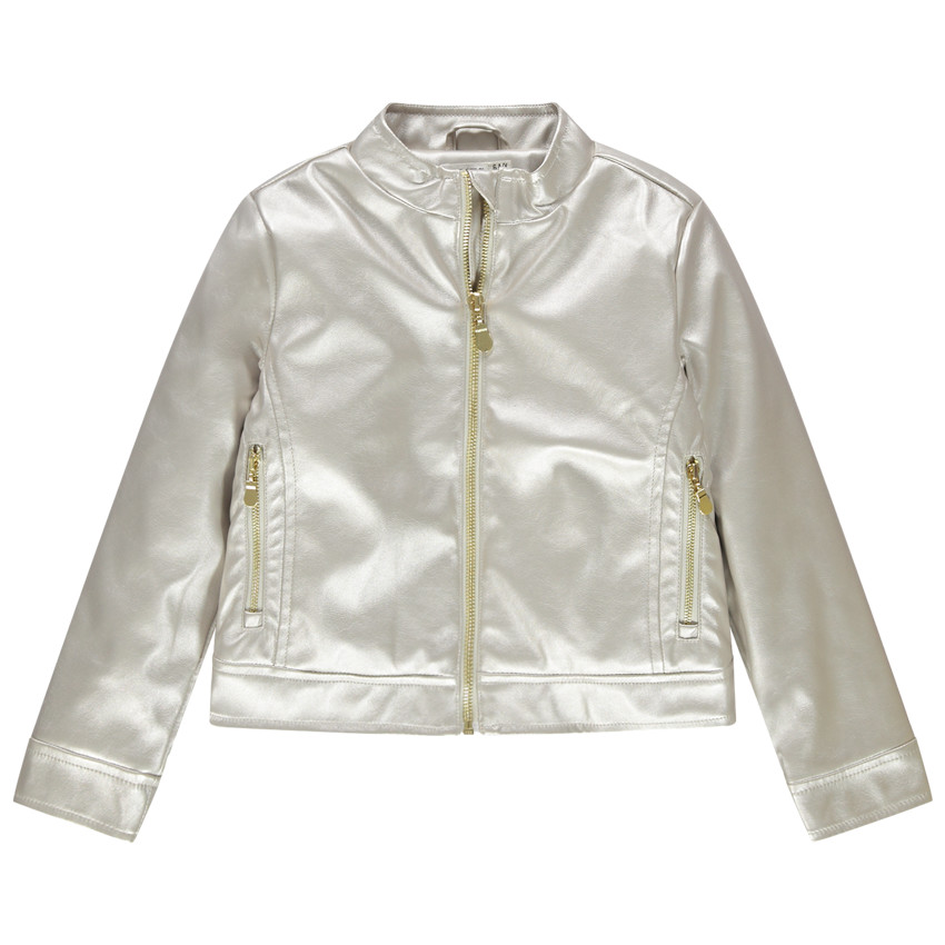 Veste style motard argentée doublée satin 