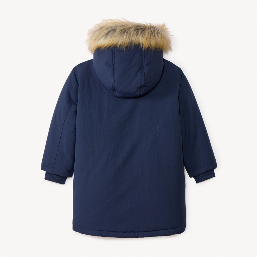 Parka à capuche avec fausse fourrure amovible pour garçon 