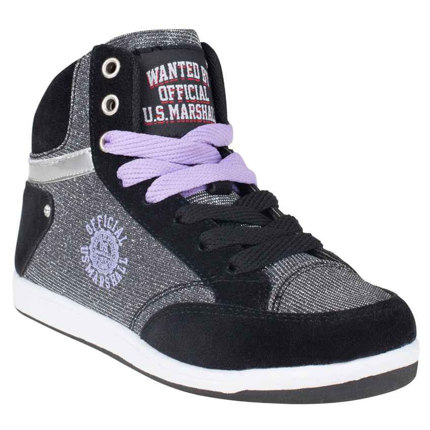 US Marshall Baskets montantes noires et argentées à lacets et zip du 36 au 38 