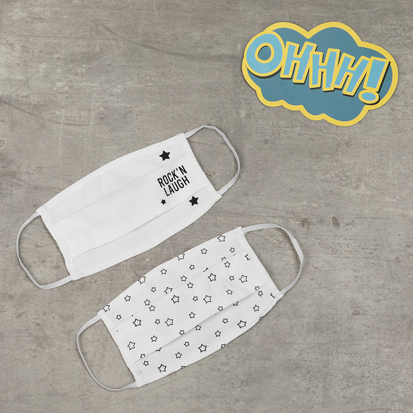 Lot de 2 Masques enfant AFNOR à motifs esprit rock 