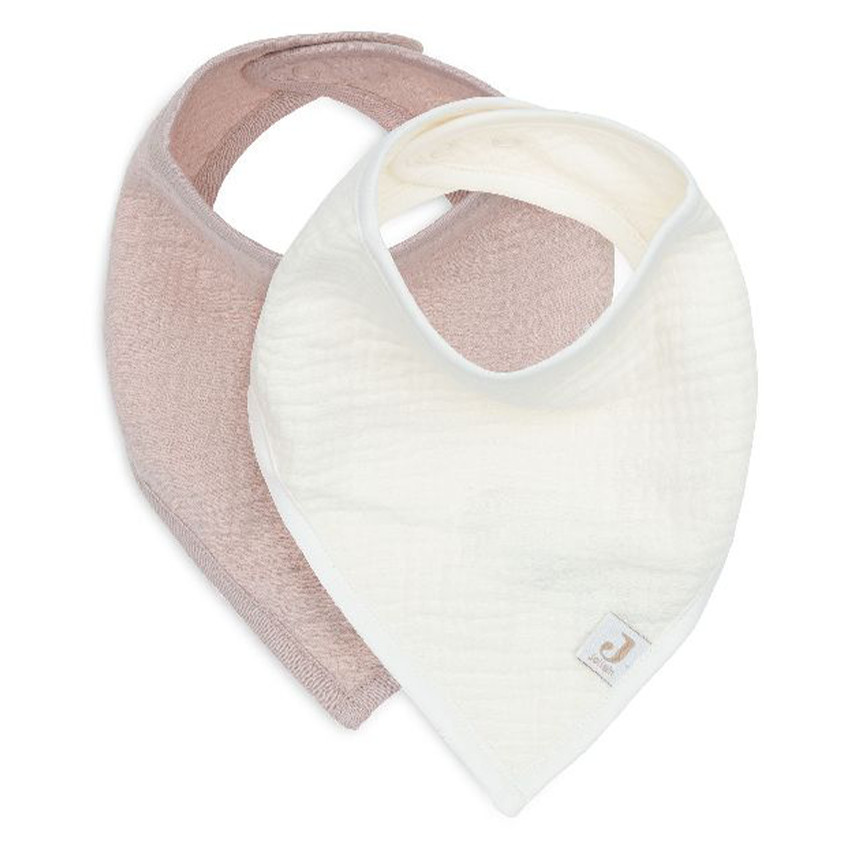 Bavoir bandana gaze de coton Wild Rose/Oatmeal 2pcs 