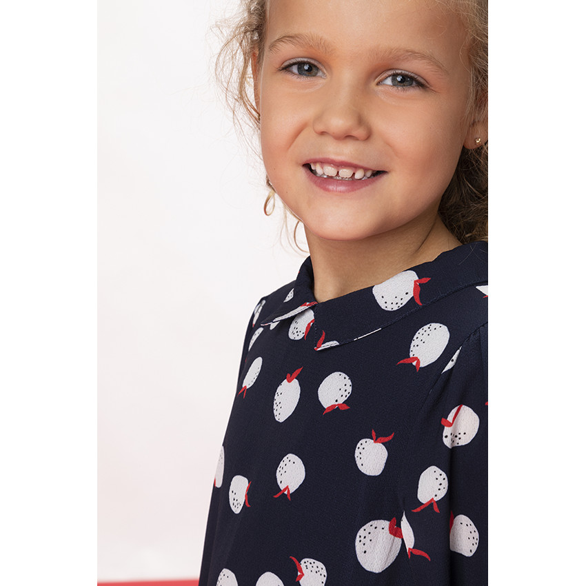 Robe courte manches longues imprimé pommes pour fille 