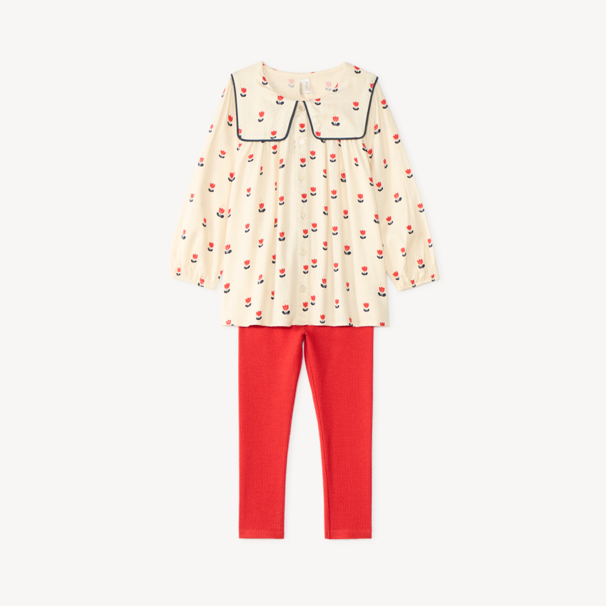 Ensemble 2 pièces bébé fille tunique et legging à motifs tulipes