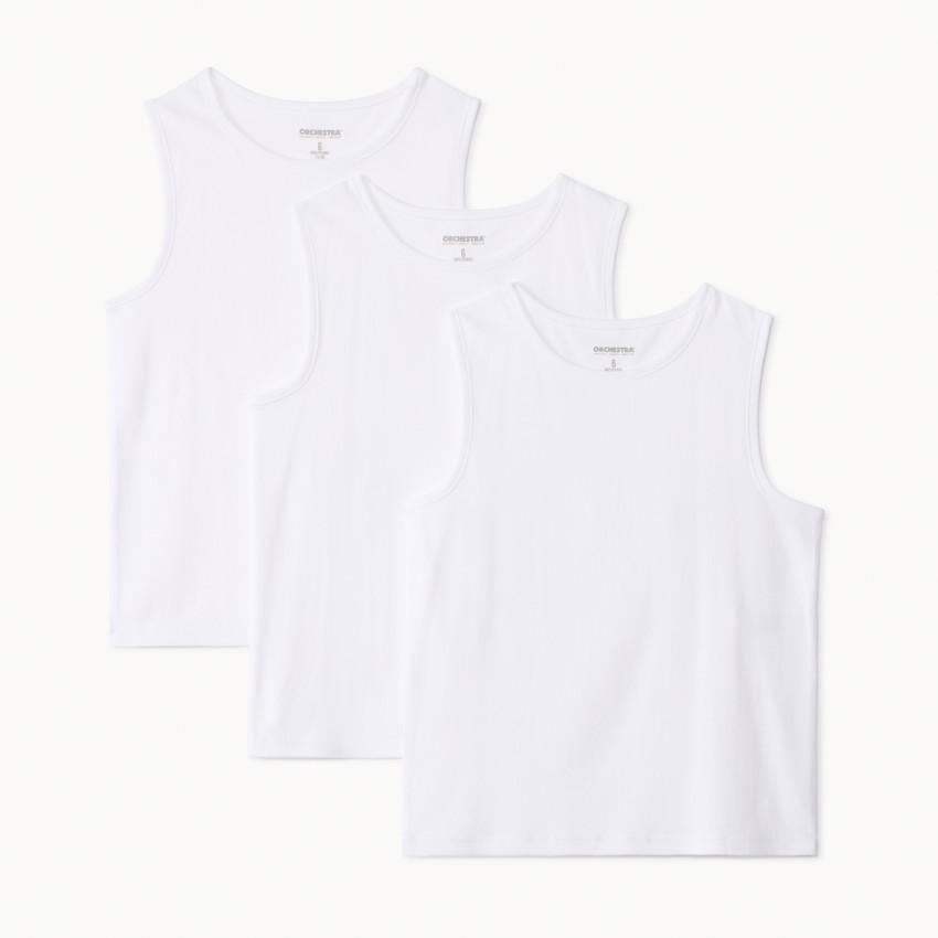Lot de 3 maillots de corps débardeurs unis pour garçon - Blanc