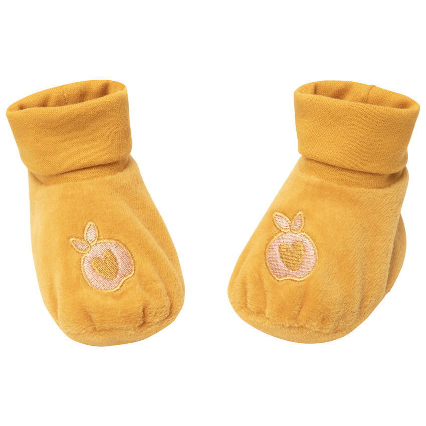 Chaussons en velours avec pomme brodée 