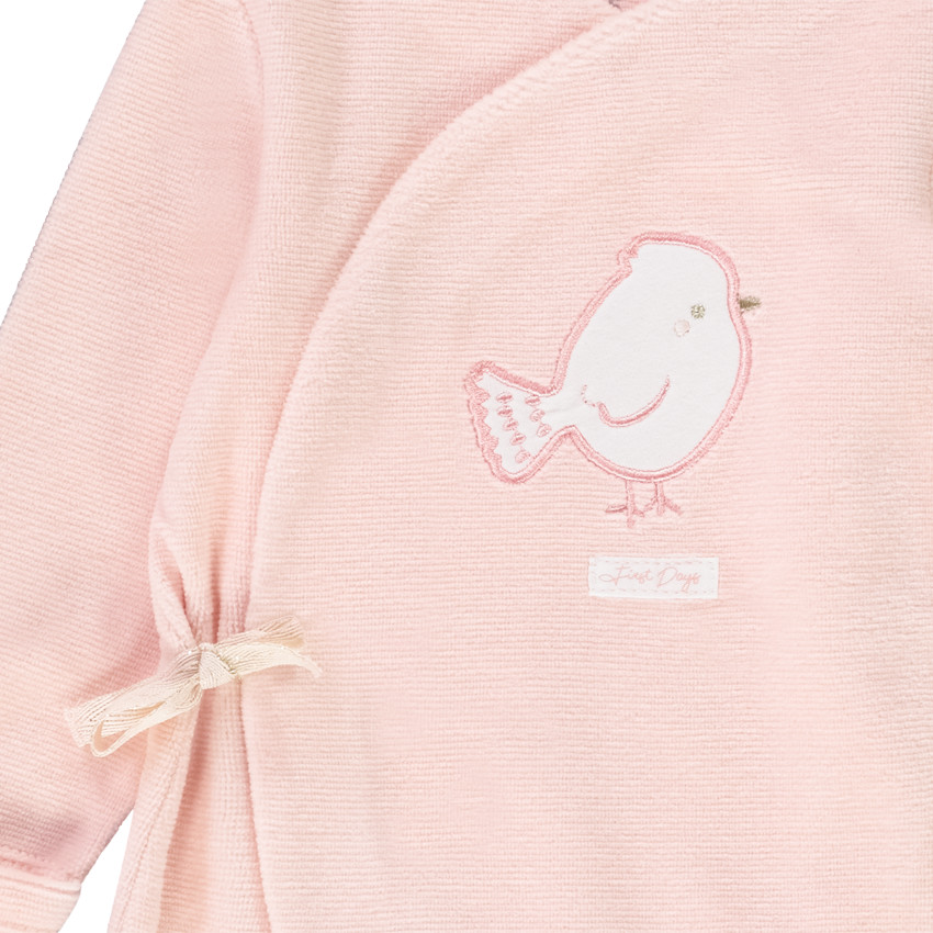 Dors-bien en velours fantaisie patch oiseau pour bébé fille 