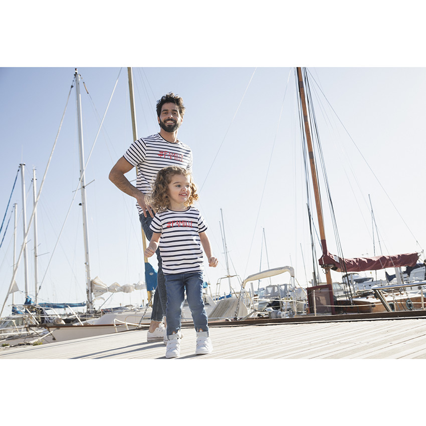 T-shirt mixte bébé manches courtes esprit marinière 