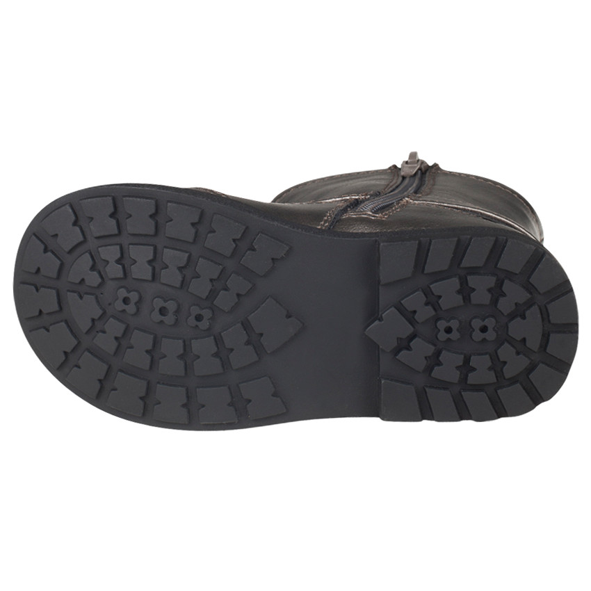 Bottines grises métallisées avec zip et boucle 