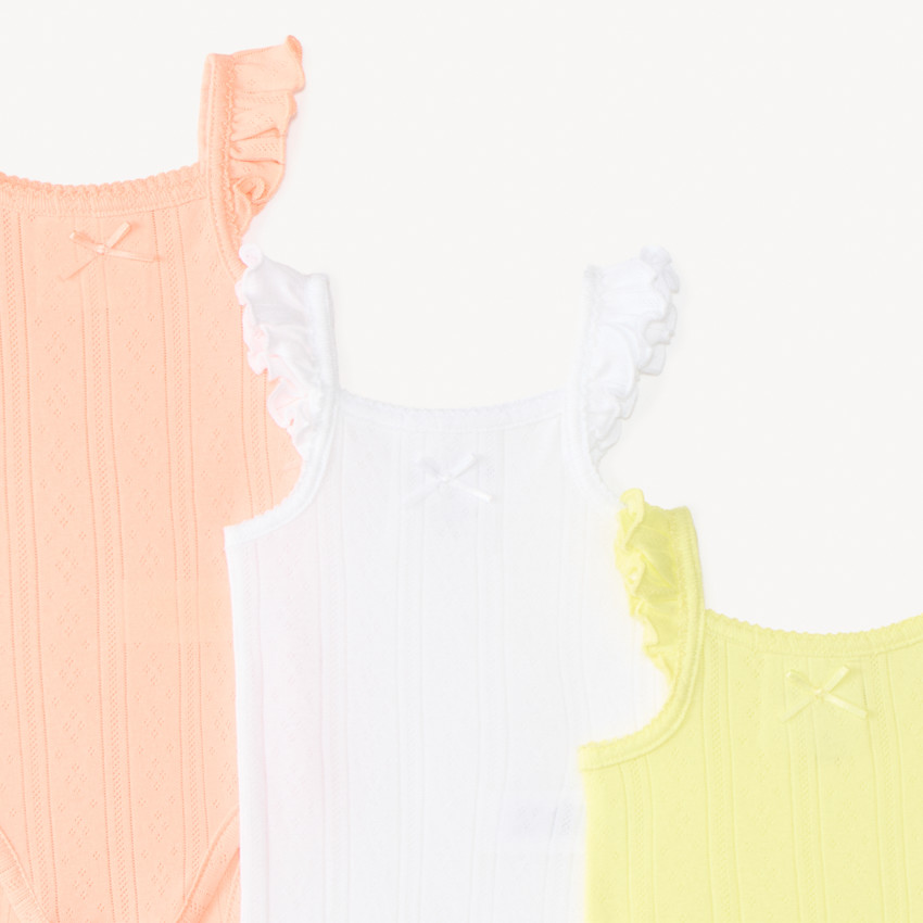 Lot de 3 bodies sans manches en maille pointelle pour bébé fille  