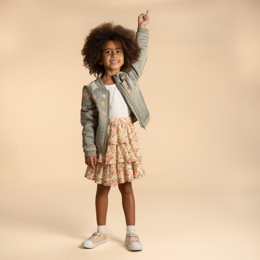 Bomber en toile satinée avec détails brodés pour fille  