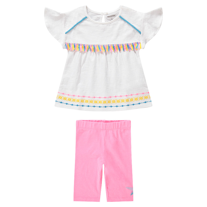 Ensemble avec tee-shirt à pompons et legging court 