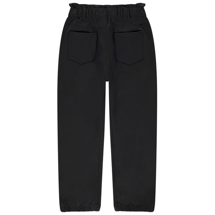 Pantalon paperbag en twill uni pour fille 