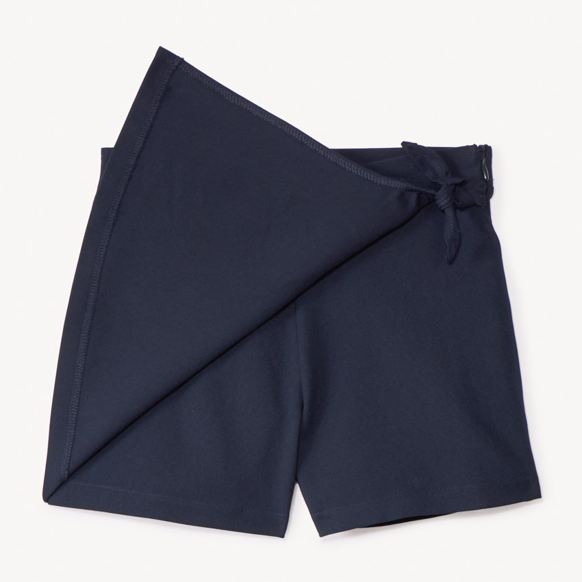 Jupe-short portefeuille en toile bleu marine pour fille  