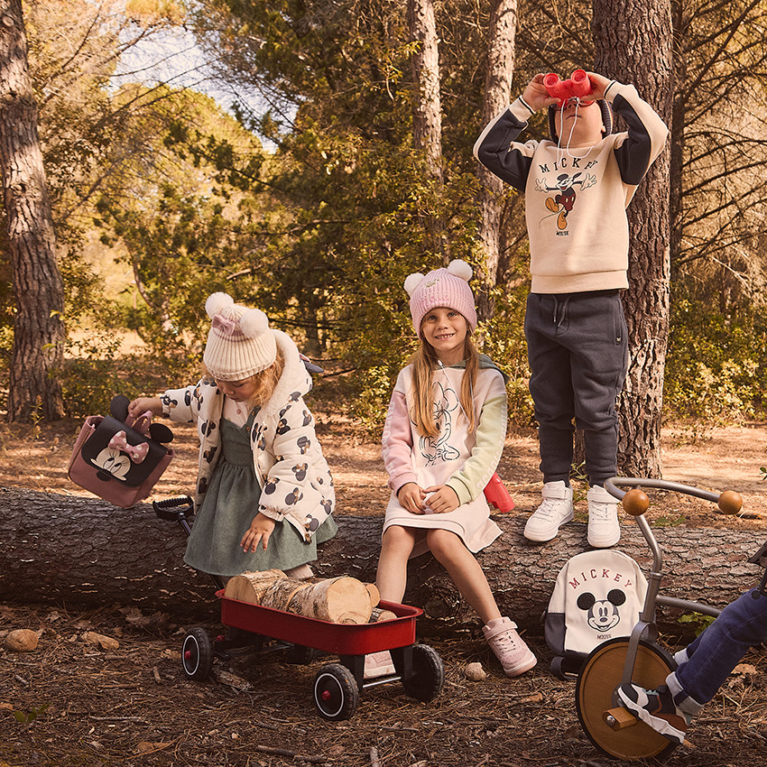Ensemble bonnet à pompons + Snood en tricot Minnie Disney pour fille 