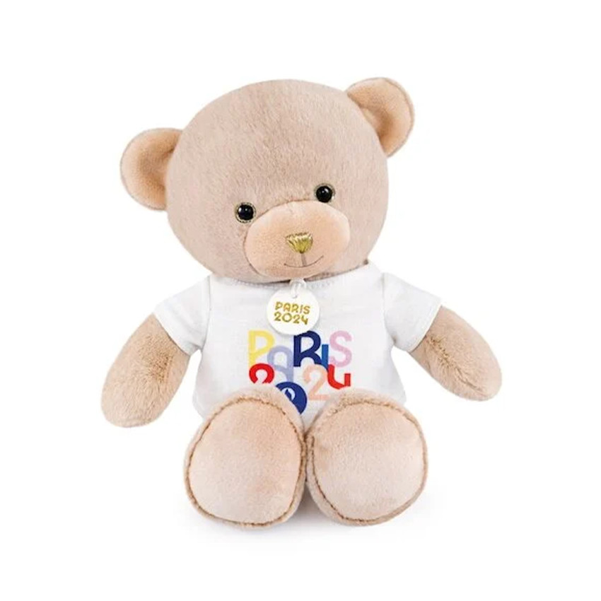 Nounours beige JO Paris 2024 avec t-shirt blanc 