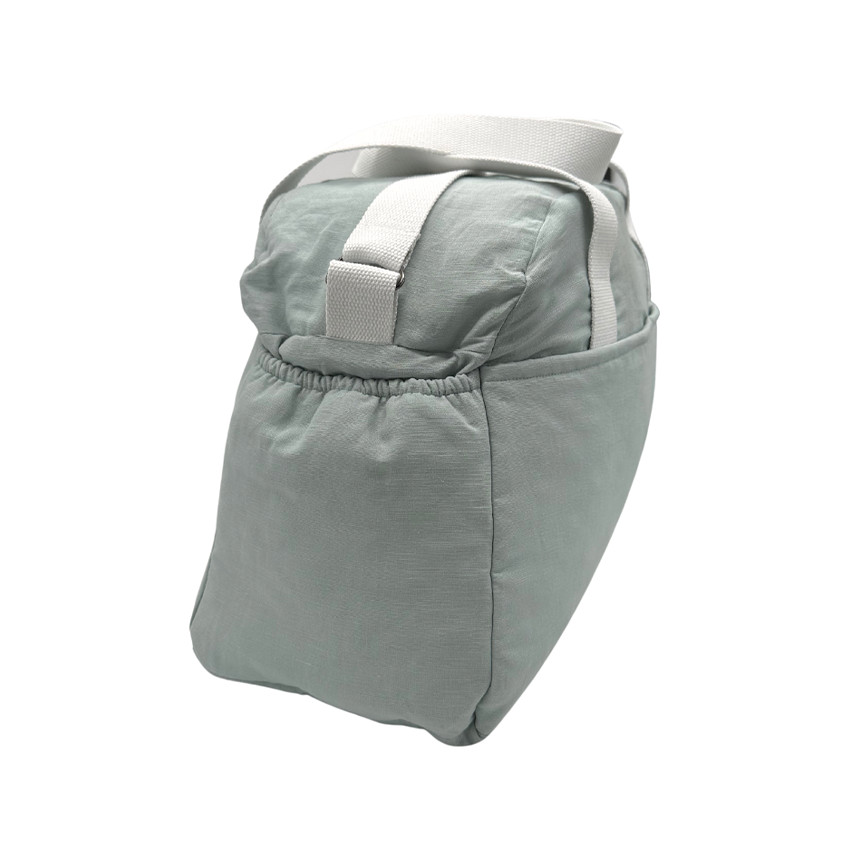 Sac à langer en lin "La vie est belle en famille" menthe 
