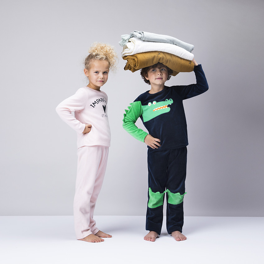Pyjama en polaire rose à message pour enfant fille 