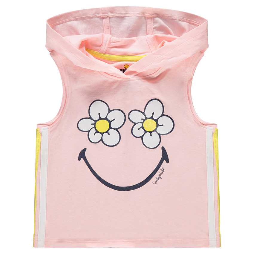 Débardeur à capuche avec fleurs et SmileyWorld printés 