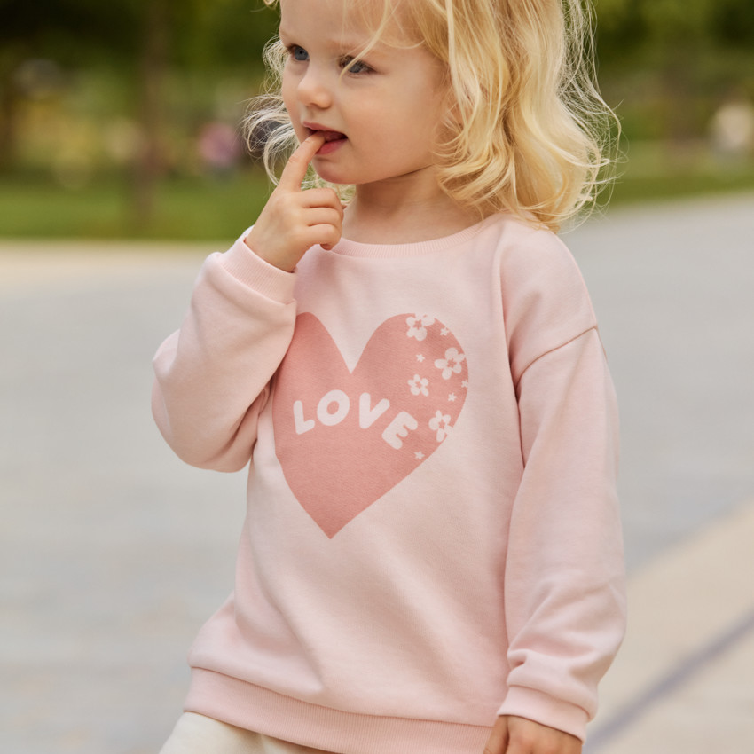 Sweat molleton print cœur "Love" pour bébé fille  