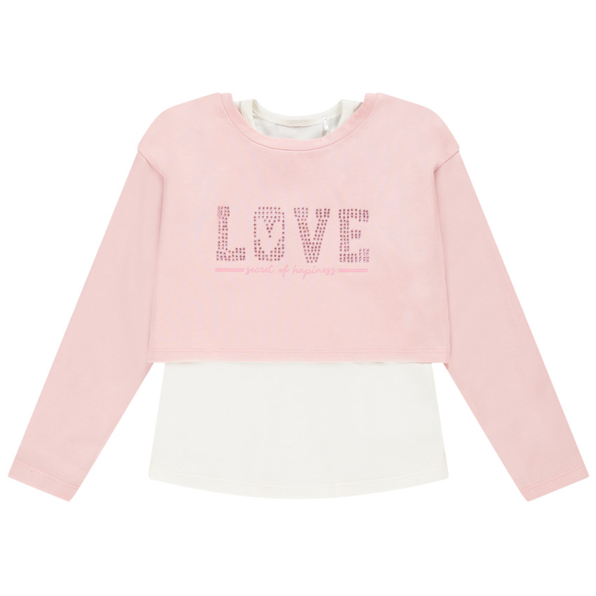 T-shirt 2 en 1 avec print à paillettes pour fille 