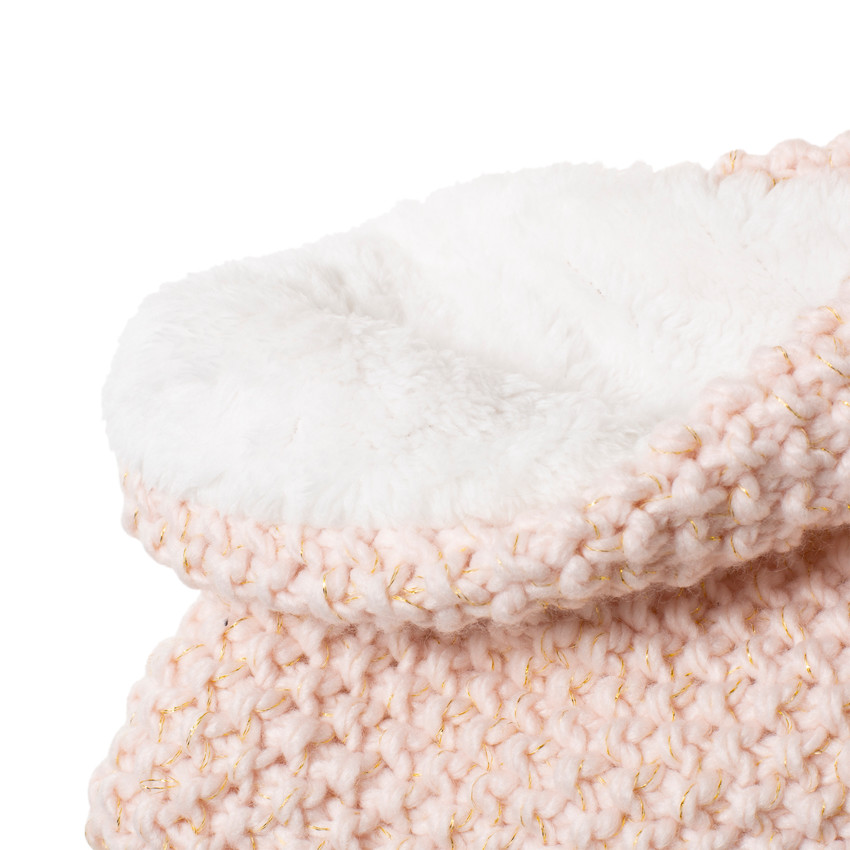 Ensemble bonnet et snood en tricot doublés sherpa pou enfant fille 