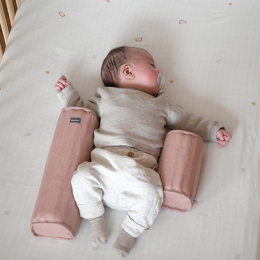 Cale-bébé ajustable Bébécal en lin vieux rose 