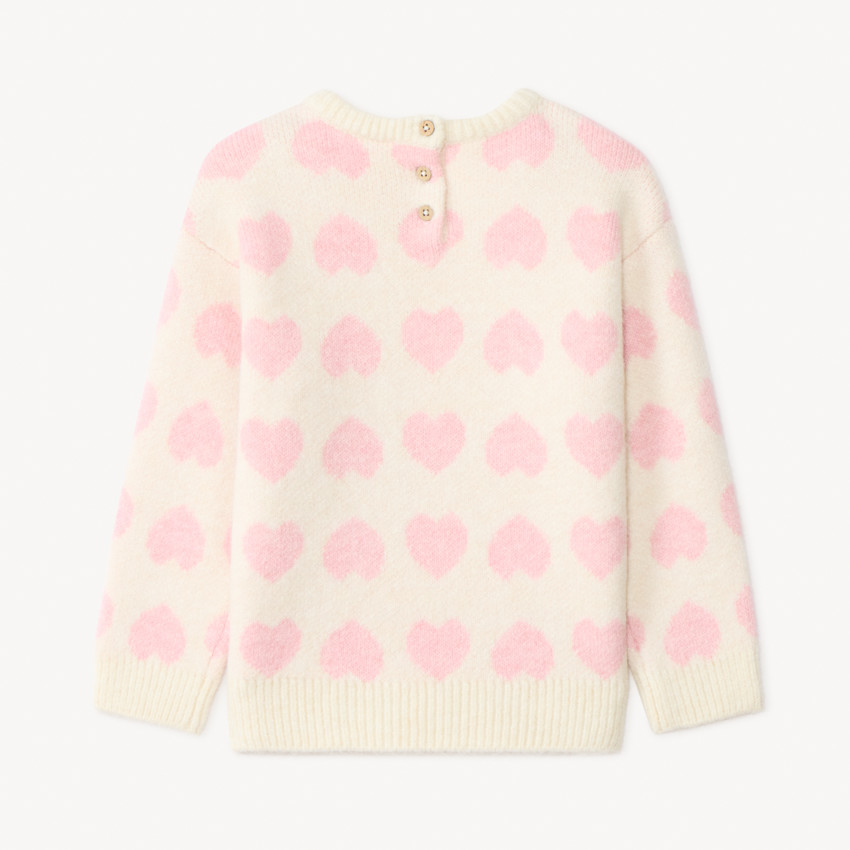 Pull à manches longues imprimé cœurs pour bébé fille  