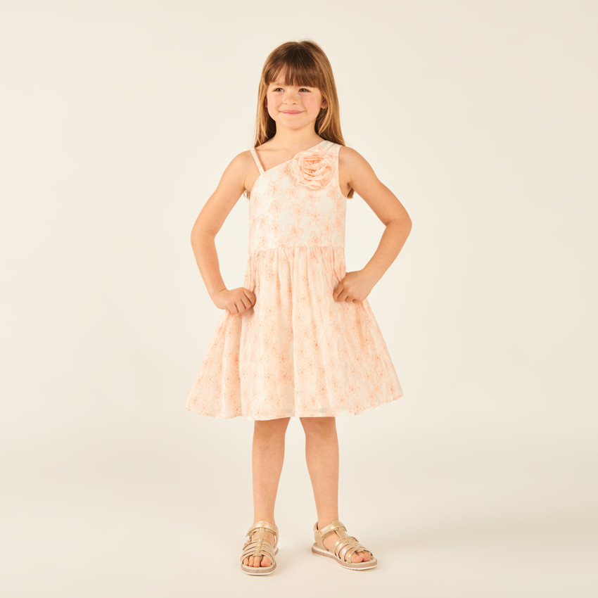 Robe bustier asymétrique avec fleurs brodées pour fille