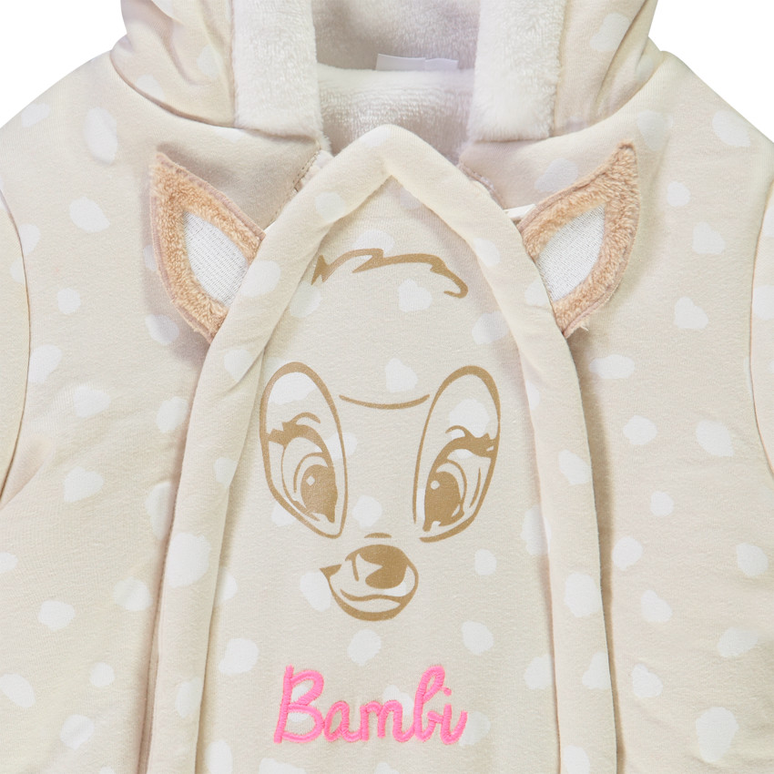 Pilote à capuche en jersey ouatiné print et broderie Bambi Disney pour bébé fille 