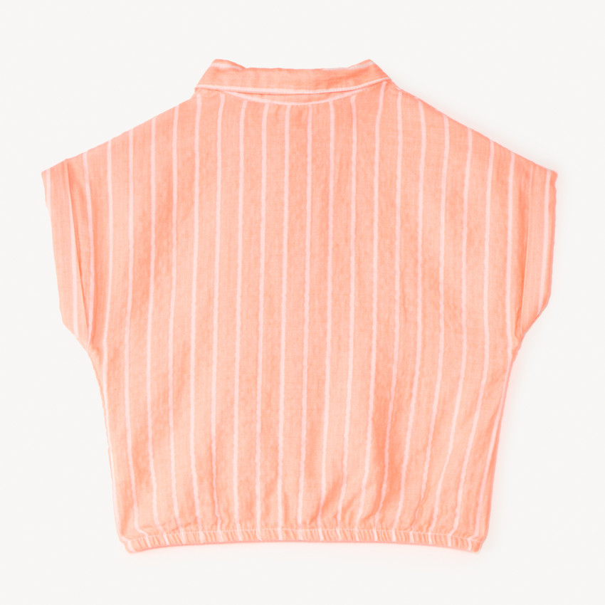 Chemise manches courtes en toile à rayures pour fille 