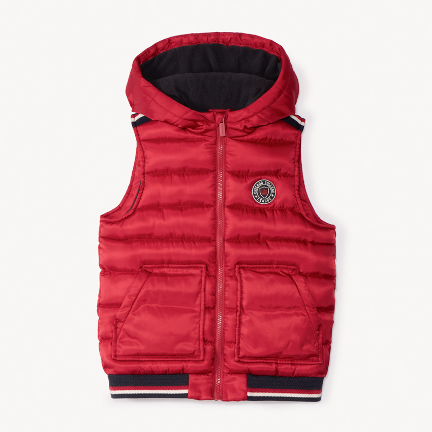 Doudoune sans manches à capuche badge gomme pour garçon 