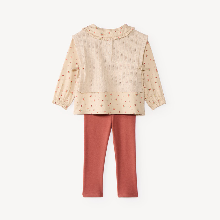 Ensemble tunique 3 pièces bébé fille motifs baie 
