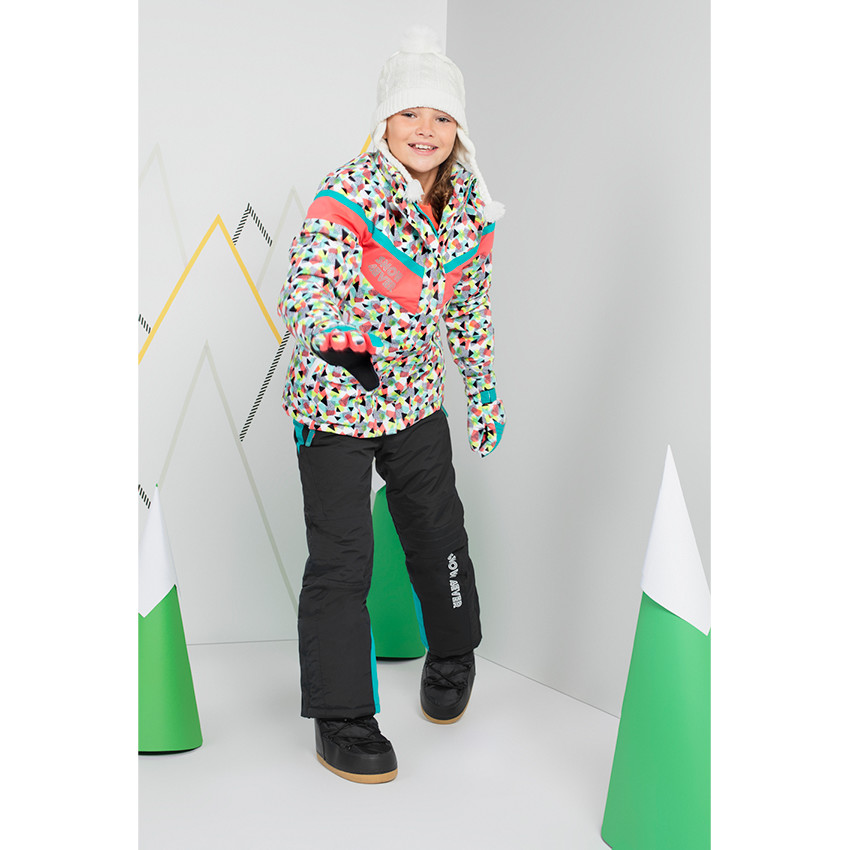 Junior - Pantalon de ski à poches zippées avec empiècements turquoise 