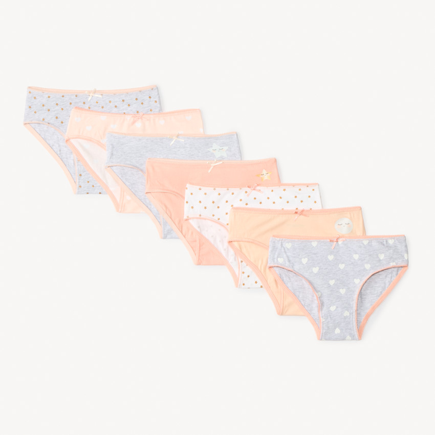 Lot de 7 culottes fantaisies avec nœud pour fille