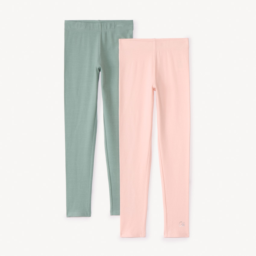 Lot de 2 leggings en jersey uni pour fille